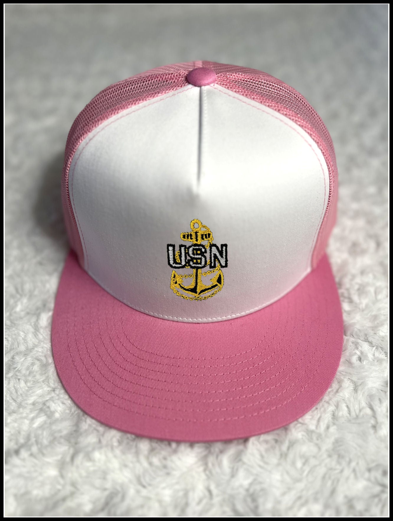 White & Pink CPO Trucker Hat